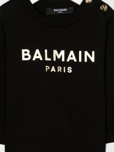 Shop Balmain Chest-logo Printed T-shirt In Schwarz