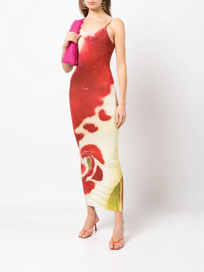 Shop Paloma Wool Fitted Abstract-print Dress In Rot