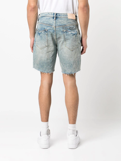 Shop Purple Brand Distressed-effect Knee-length Denim Shorts In Blau