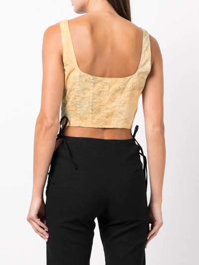 Shop Paloma Wool Crinkled-effect Crop Top In Gelb