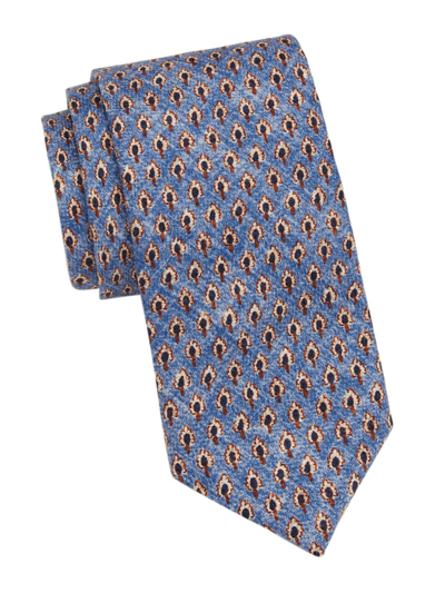 Shop Saks Fifth Avenue Men's Collection Mini Tree Print Tie In Light Blue