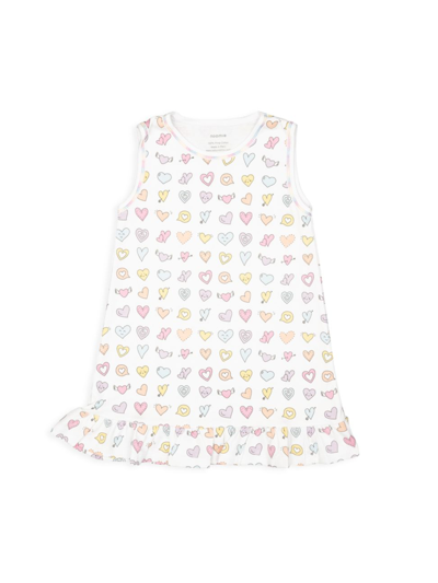 Baby Noomie Kids' Little Girl's Sleeveless Rainbow Hearts Dress In Neutral