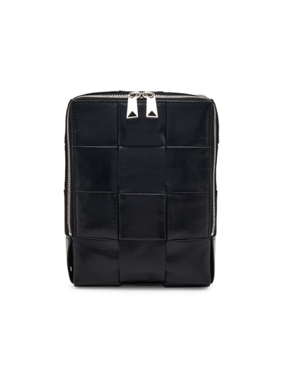 Shop Bottega Veneta Men's Woven Leather Belt Bag In Black