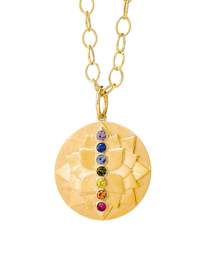 Shop Syna Women's Cosmic 18k Gold & Sapphire Lotus Pendant