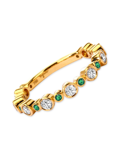Shop Syna Women's Mogul 18k Yellow Gold, Emerald & Champagne Diamond Ring In Green