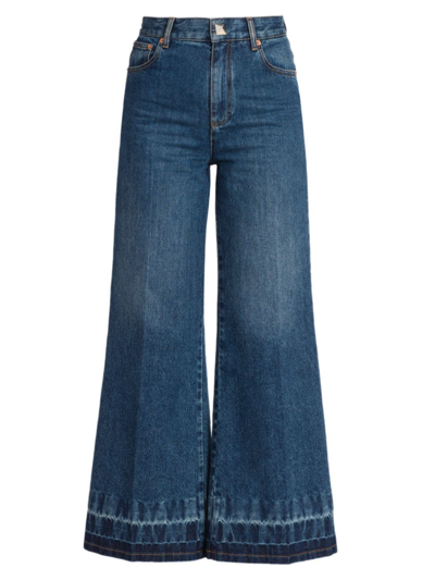 Shop Valentino Women's High-rise Wide-leg Jeans In Denim