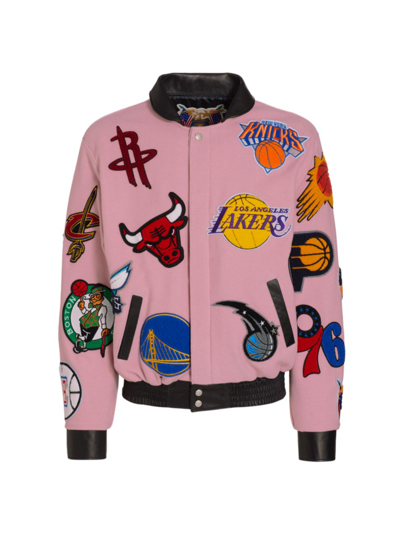 Jeff Hamilton Wool Nba Patch Jacket In Pink | ModeSens