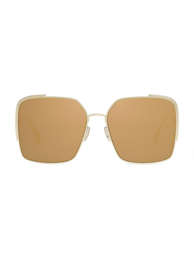 Shop Fendi O'lock 59mm Square Sunglasses In Shiny Gold
