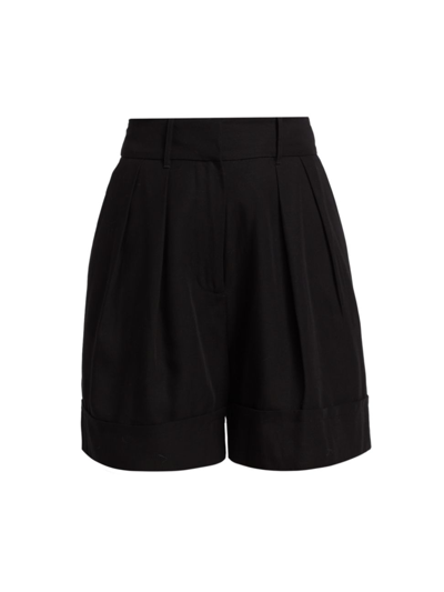 Shop Elie Tahari Women's Pleated High-waisted Wide-leg Shorts In Noir