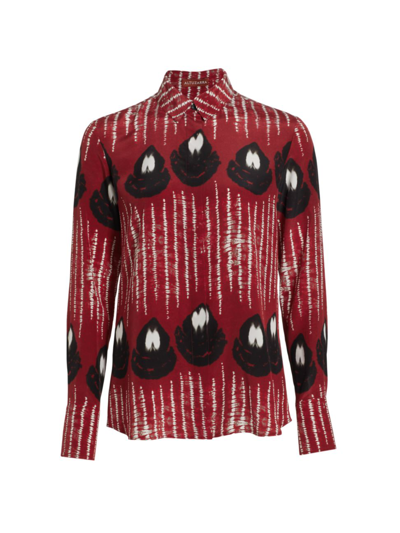 Shop Altuzarra Women's Chika Printed Silk Top In Burnt Red Teardrop