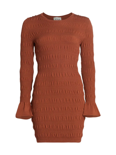 Shop Tove Women's Juno Ribbed & Ruched Minidress In Rust