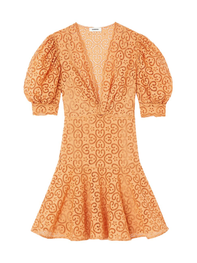 Shop Sandro Women's Kendal Broderie Anglaise Dress In Orange