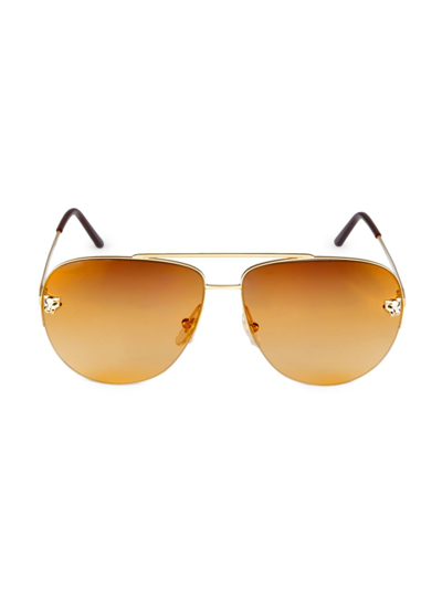Shop Cartier Women's Panthère De  60mm Aviator Sunglasses In Gold