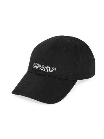 Shop Off-white Men's Logo Embroidered Baseball Cap In Black White