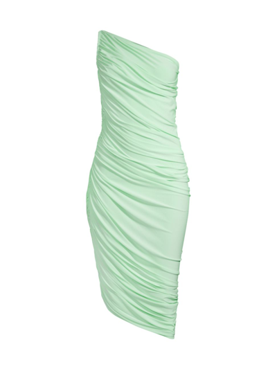 Shop Norma Kamali Women's Diana Ruched One-shoulder Midi-dress In Green