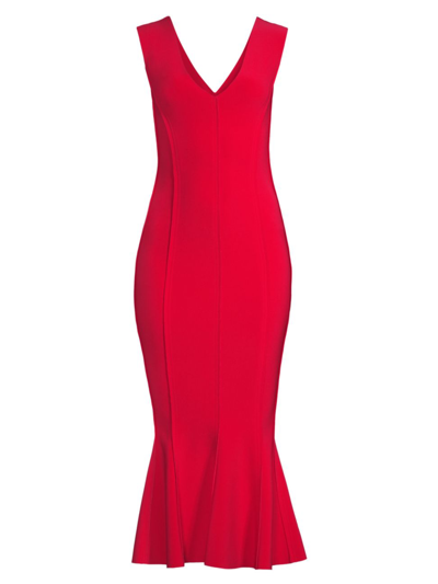 Shop Norma Kamali Women's Grace Sleeveless Flounce-hem Midi-dress In Red