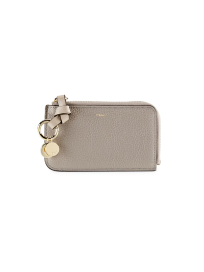 Shop Chloé Women's Alphabet Leather Coin Purse In Cashmere Grey