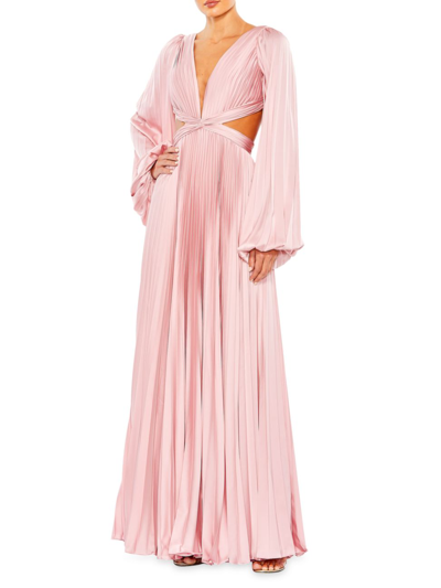 Shop Mac Duggal Women's Satin V-neck Gown In Pink
