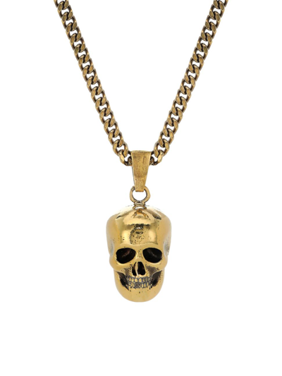 Shop Alexander Mcqueen Men's Skull Long Necklace In A Gold