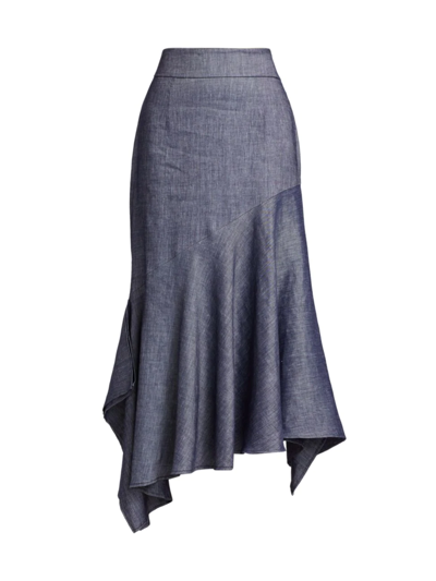 Shop Michelle Smith Women's  X Saks Phoebe Bias-cut Midi-skirt In Navy
