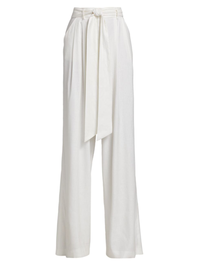 Shop Michelle Smith Women's  X Saks Sophia Belted Wide-leg Pants In Ivory