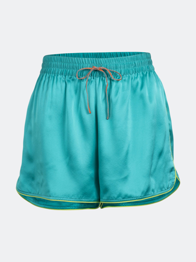 Shop Dannijo Neon Turquoise Bowling Shorts In Blue