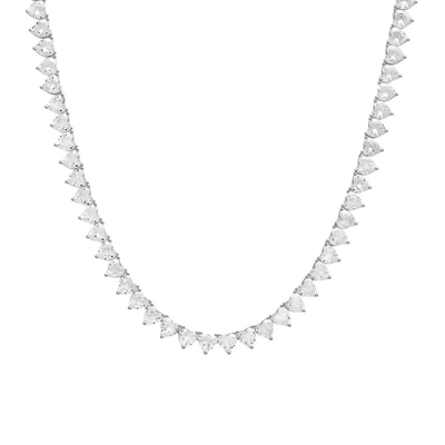 Shop Adinas Jewels By Adina Eden Heart Tennis Necklace In Grey