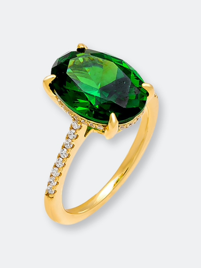 Shop Adinas Jewels By Adina Eden Colored Oval Pavé Ring In Green