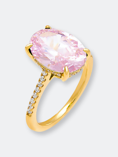 Shop Adinas Jewels By Adina Eden Colored Oval Pavé Ring In Pink