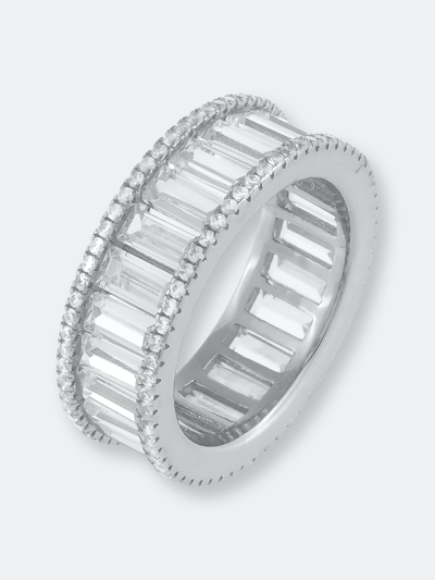 Shop Adinas Jewels By Adina Eden Pavé With Baguette Eternity Band In Grey