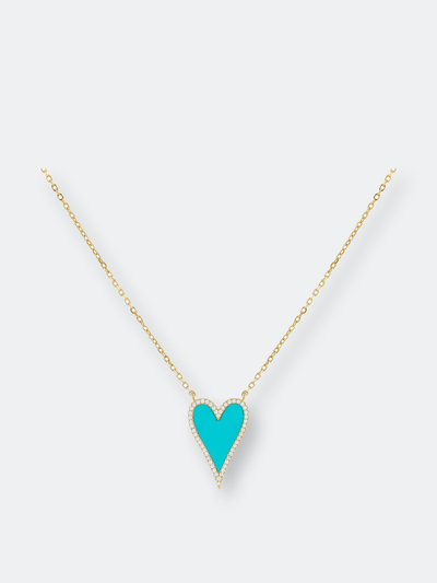 Shop Adinas Jewels By Adina Eden Elongated Pavé Heart Necklace In Blue