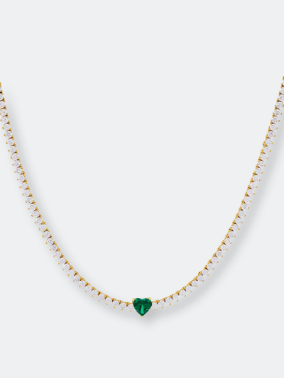 Shop Adinas Jewels By Adina Eden Colored Heart Tennis Necklace In Green