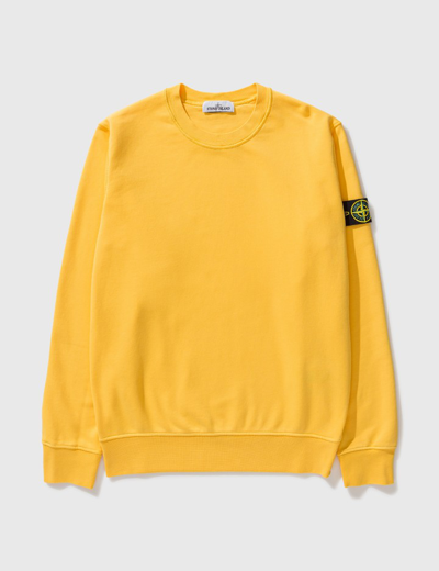 Shop Stone Island Classic Crewneck Sweatshirt In Yellow