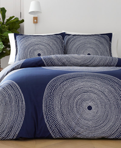 Shop Marimekko Fokus Cotton Reversible 3 Piece Duvet Cover Set, King In Navy