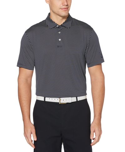 Shop Pga Tour Men's Feeder Stripe Performance Golf Polo Shirt In Peacoat Navy