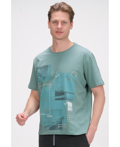 Shop Ron Tomson Men's Modern Print Fitted Cali T-shirt In Green