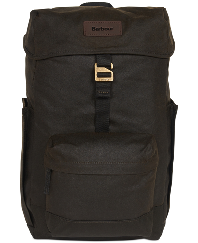 Shop Barbour Men's Essential Waxed Backpack In Olive