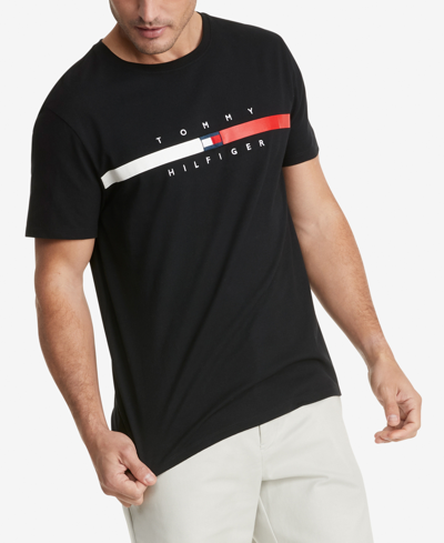 Shop Tommy Hilfiger Men's Big & Tall Flag Stripe T-shirt In Cs Deep Knit Black