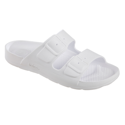 Shop Totes Women's Everywear Double Buckle Slides In White