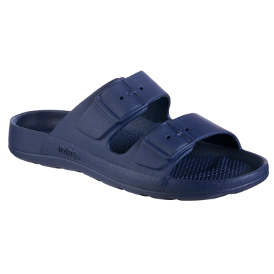 Shop Totes Women's Everywear Double Buckle Slides In Navy Blue