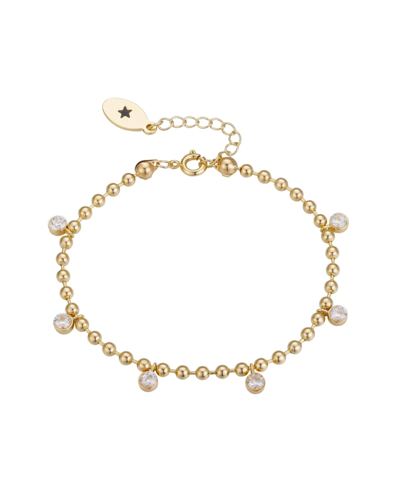 Shop Unwritten 14k Gold Flash-plated Cubic Zirconia Bead Charm Bracelet In Yellow