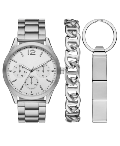 Shop Folio Men's Silver-tone Stainless Steel Bracelet Watch, 45mm Gift Set