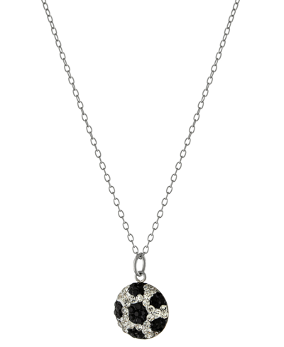 Giani Bernini Crystal Soccer Ball 18" Pendant Necklace In Sterling Silver, Created For Macy's In Sterling Silver
