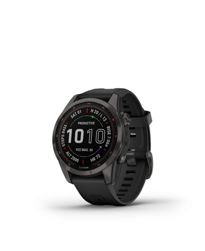 Shop Garmin Unisex Fenix 7s Sapphire Solar Carbon Gray Diamond Like Carbon Titanium With Black Silicone Band Sma In Sapphire Solar Carbon Gray Titanium