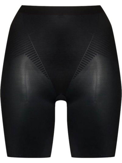 Spanx Womens Very Black Thinstincts® 2.0 High-rise Stretch-satin Shorts Xxl In Black