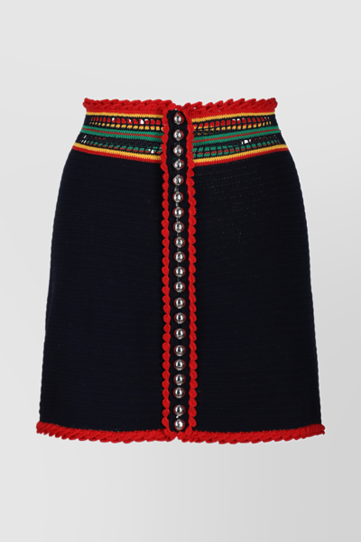 Shop Rabanne Crochet Mini Skirt In Blue