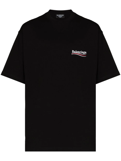 Shop Balenciaga Political Campaign Logo-print T-shirt In Black