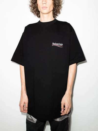 Shop Balenciaga Political Campaign Logo-print T-shirt In Black