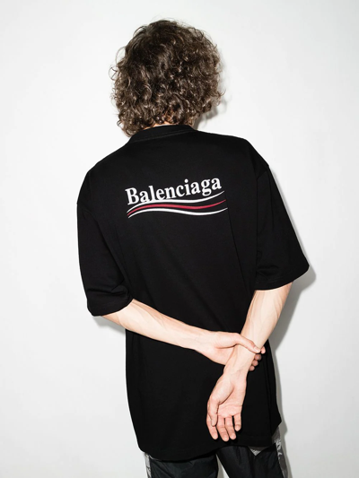 Shop Balenciaga Political Campaign Logo-print T-shirt In Black