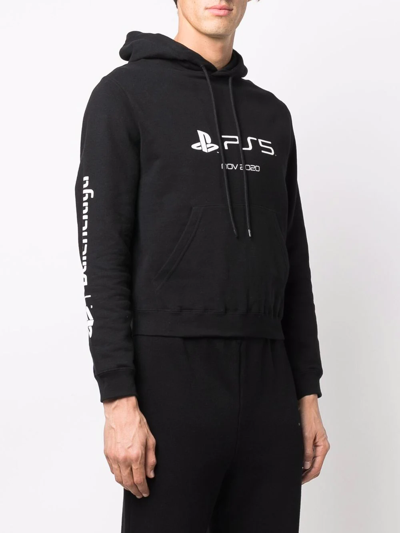 Shop Balenciaga X Playstation Printed Hoodie In Black